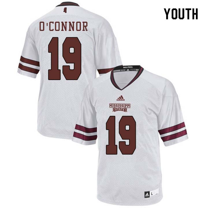 Youth #19 Travis O'Connor Mississippi State Bulldogs College Football Jerseys Sale-White - Click Image to Close
